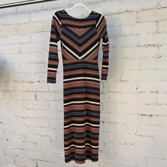 Maeve by Anthropologie Striped Wrap Midi Dress Brown Size XS - Picture 6 of 12